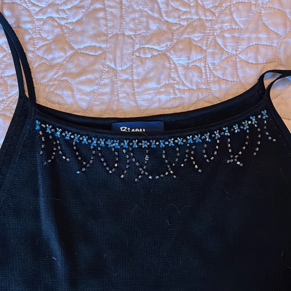Ladies Black Twinset. Casual or dress. Delicate beaded trim. Cami & Sweater. 2pc - Picture 4 of 7